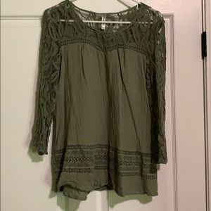 Green lace blouse